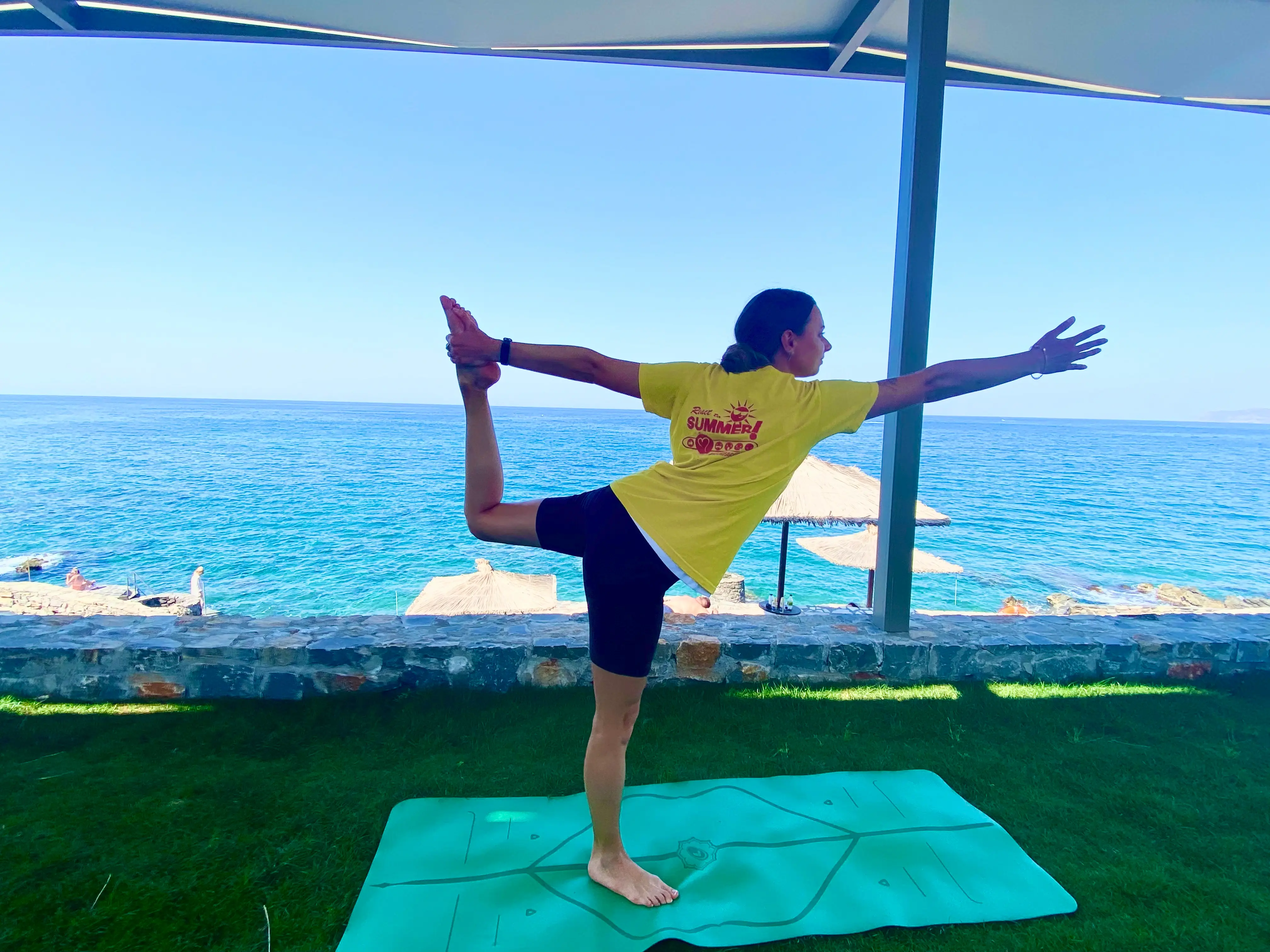 entertainer doing yoga